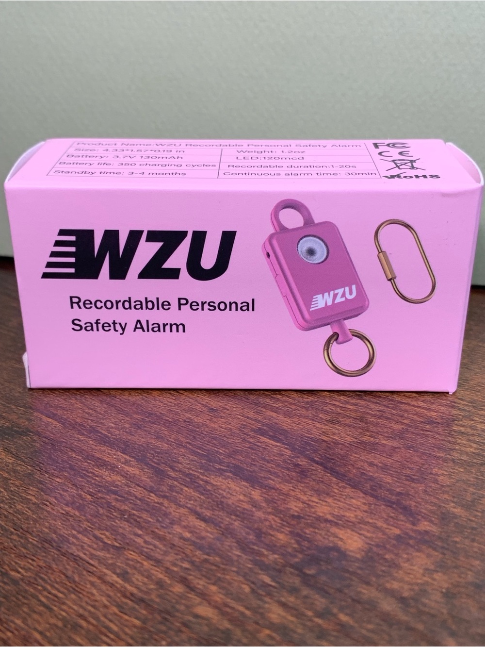 Pink Recordable Personal Safety Alarm - Compact Keychain